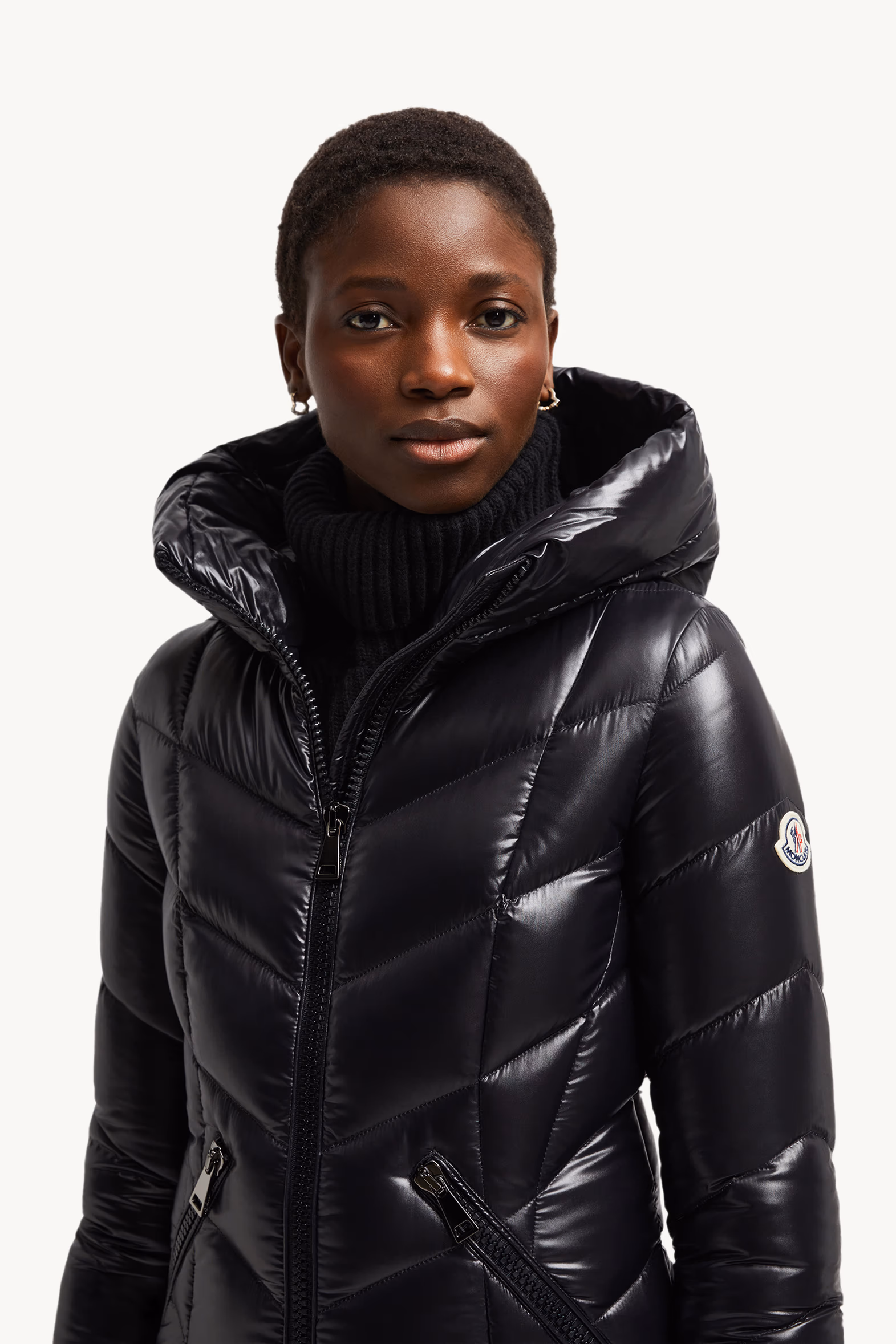 Marus Hooded Geometric-Quilted Long Down Jacket Women Black Moncler 4